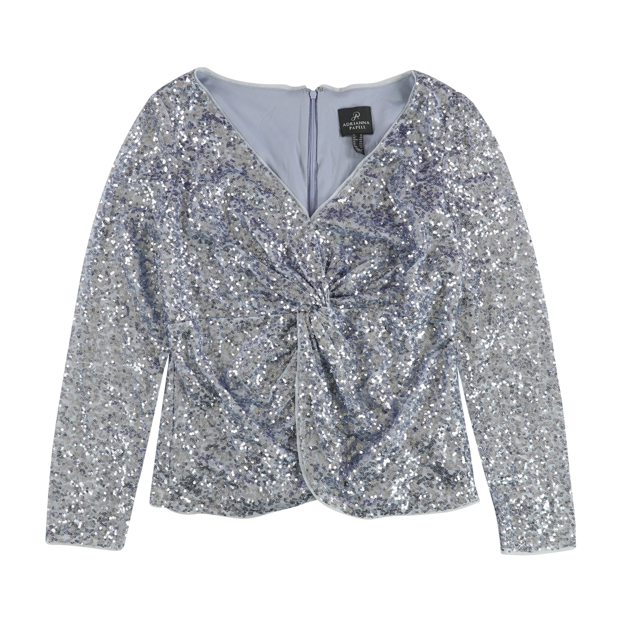 Adrianna Papell Womens Sparkle Pullover Blouse, Blue, Petite, 8P